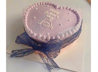 Mother's Day Heart Shape Cake - Butter/Vanilla 6 inch cake 2 layer - Blue ribbon